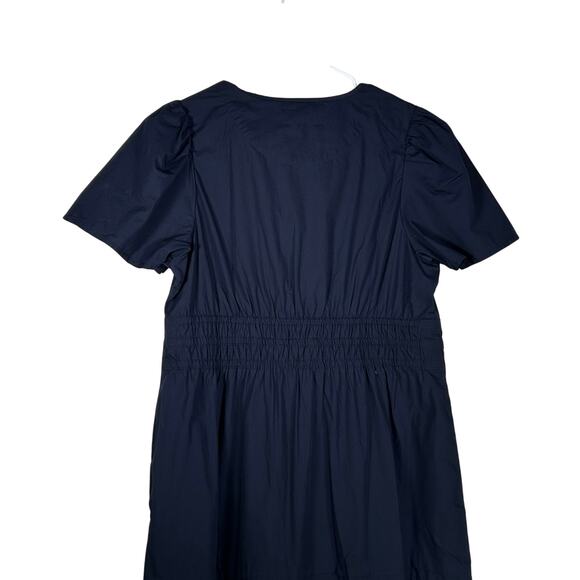 New Quince Women's Navy Blue Tiered Maxi Dress Large Organic Poplin 4486-90 - Picture 7 of 13